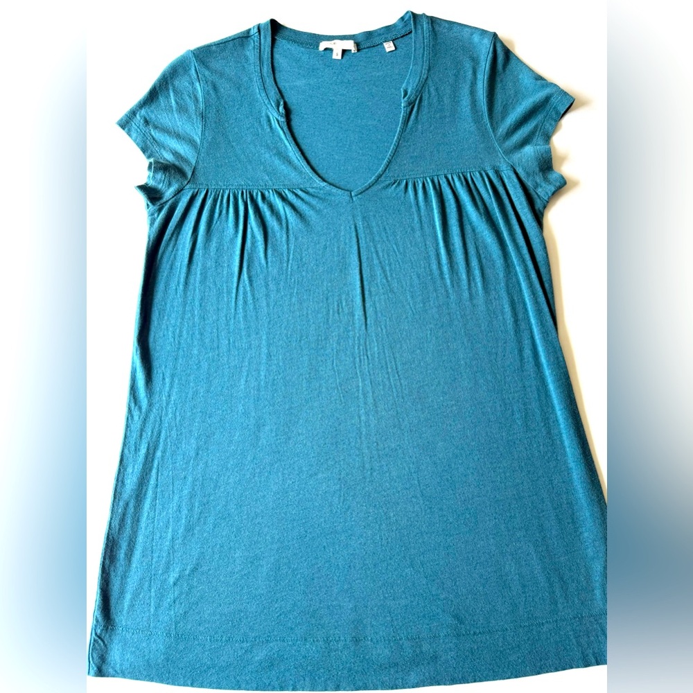 Vince Teal Short Sleeve V-Neck Top Size small
